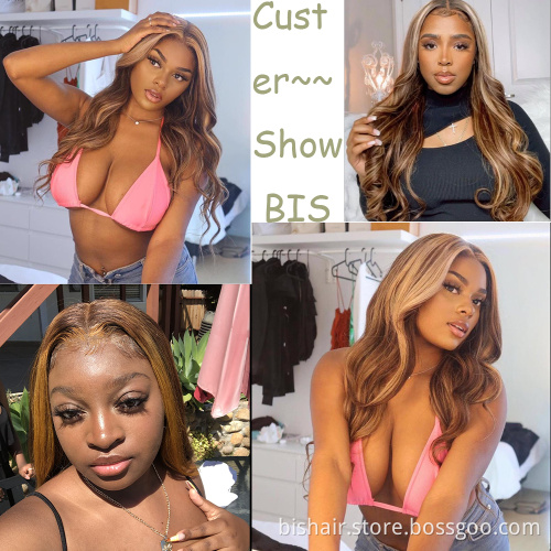 Wholesale Raw Brazilian Virgin Hair HD Lace Frontal Wig Women Body Wig 13x4 Swiss Lace 4/27 Front Closure Human Hair Wig